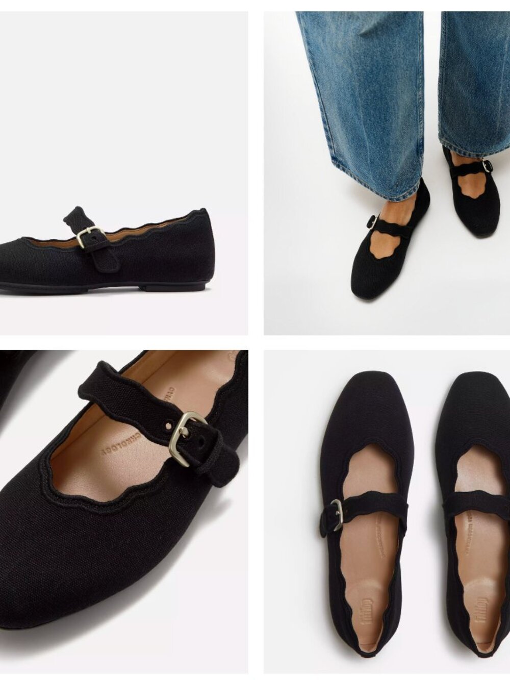 DELICATO Wave-Edge Canvas Mary Janes [Fitflop ] - Picture 2 of 5